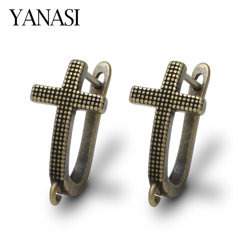 Antique Brass Hook - 1 คู่ใหม่ CROSS Antique Bronze ทองเหลืองต่างหู