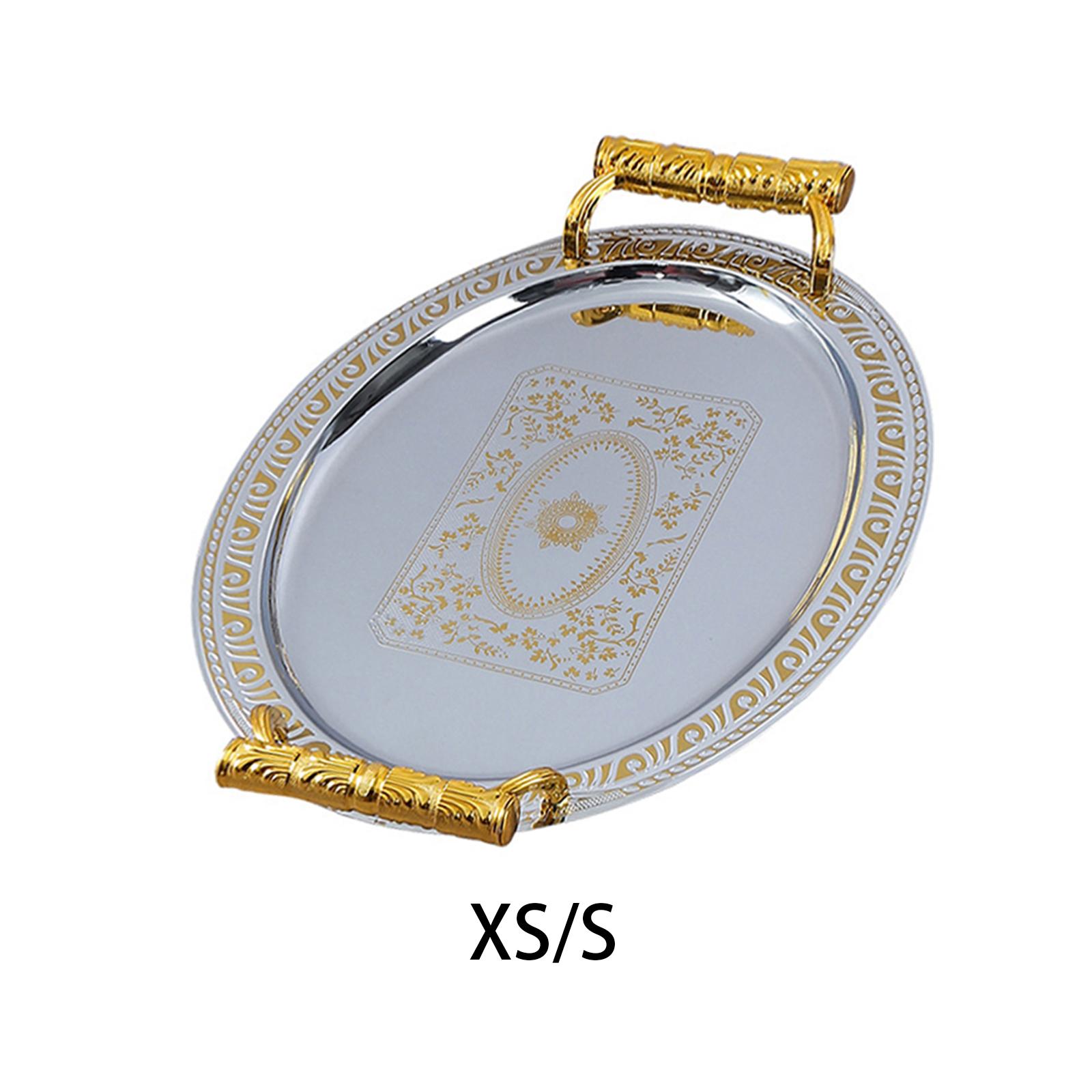 Travertine Tray Oval - ถาดเสิร์ฟอาหารสแตนเลสอเนกประสงค์ทรงรีสำหรับตกแต่งงานปาร์ตี้ถาดอาหารงานแต่งงานในครัวเรือนดีไซน์วินเทจ