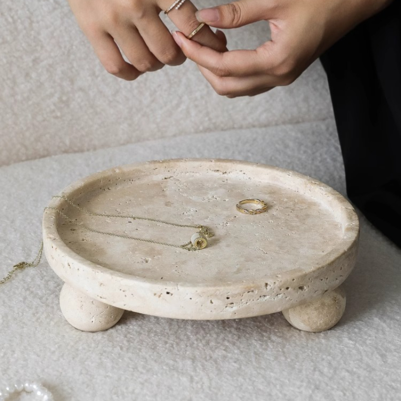 Retro ถาดหินอ่อนธรรมชาติตกแต่ง - Travertine Tray Oval บทวิจารณ์และราคา