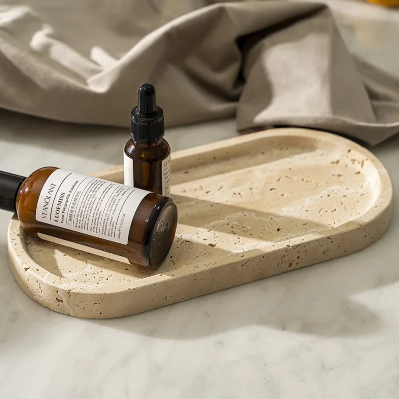 ถาดหินอ่อนทรงรีสำหรับวางบนโต๊ะ - Travertine Tray Oval บทวิจารณ์และราคา